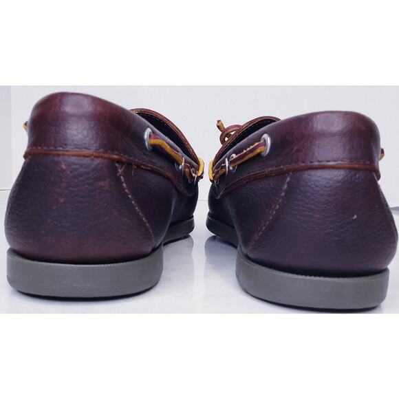 L.L. BEAN Brown Peebled Leather Boat Shoes Men's Size 8.5 D in EUC - Picture 4 of 16